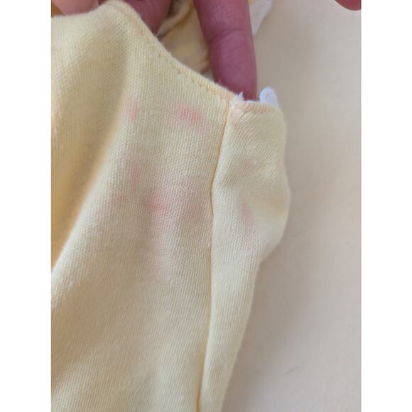 Vintage 80s Carters Carebare Baby Bodysuit Bubble Romper Yellow Eyelet Cottage - Picture 3 of 6